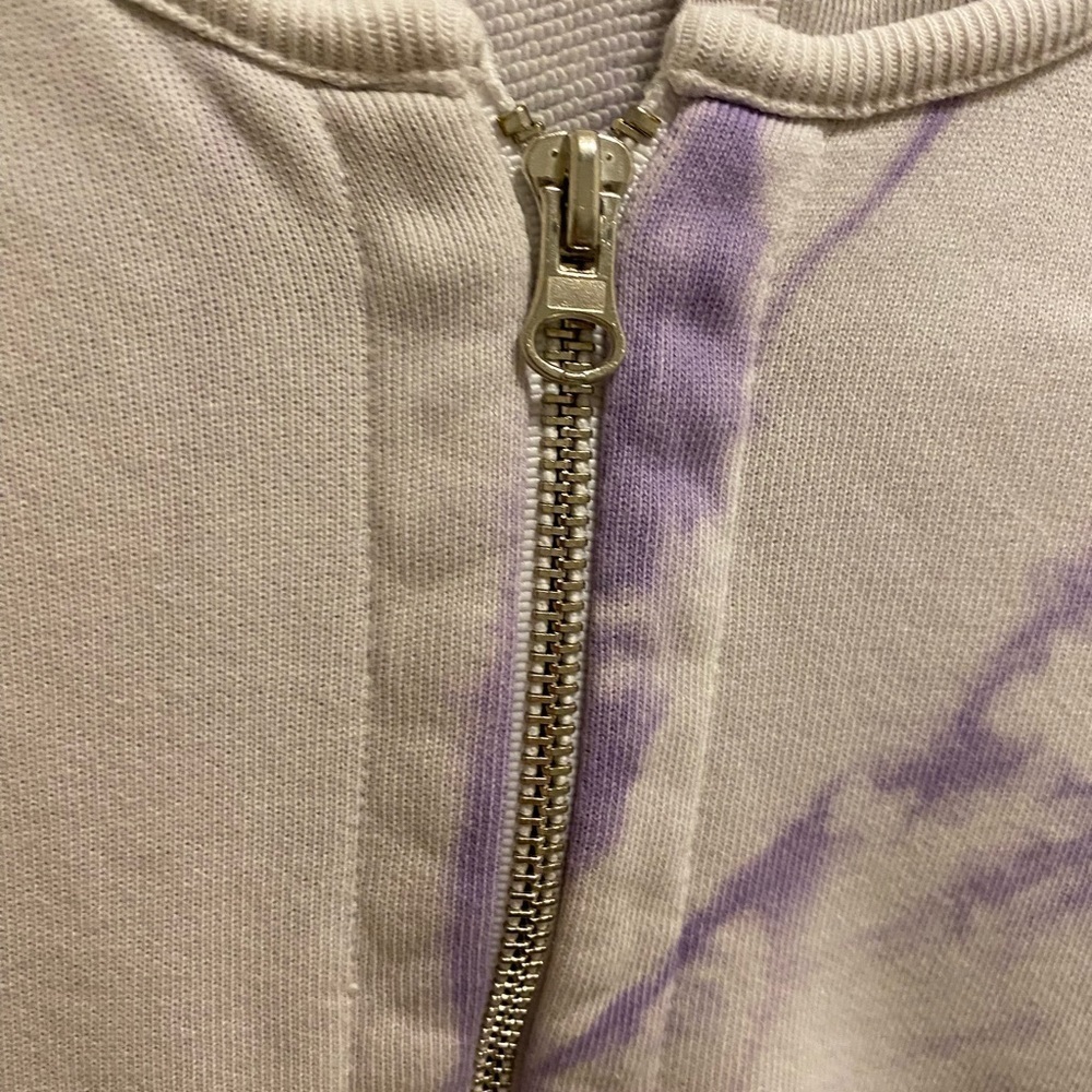 ATM Anthony Thomas Melillo Purple & White Tie Dye Zip Front Hoodie Size Small - Picture 3 of 10